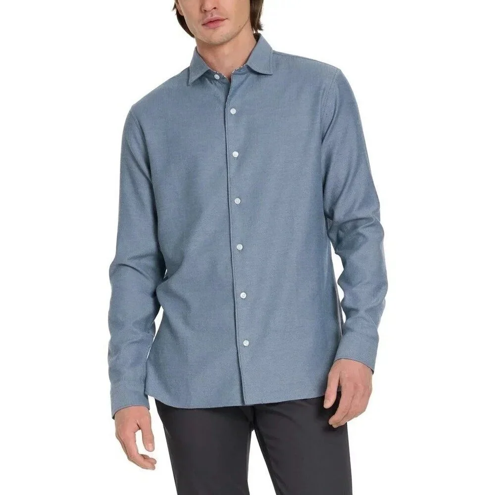 Ted Baker Men's XL Blue Long Sleeve Button-Up Shirt Pattern  G1887